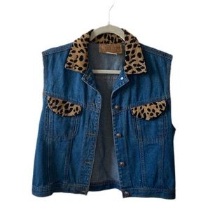 vintage denim cheetah vest